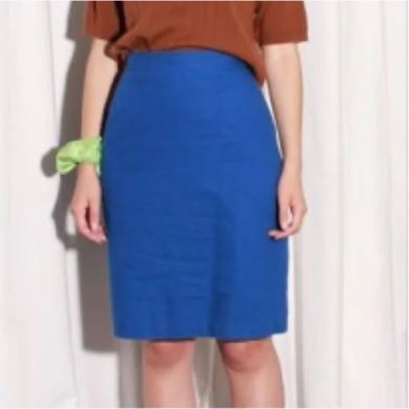 Vintage Cobalt Blue Linen Skirt - Picture 2 of 10
